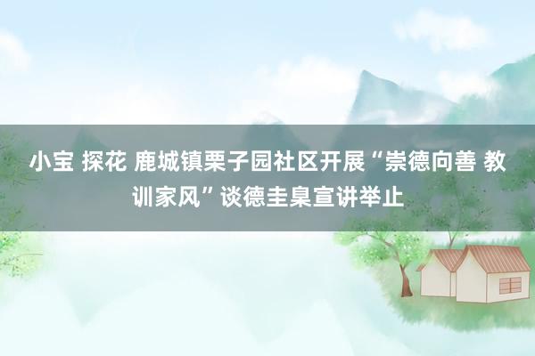 小宝 探花 鹿城镇栗子园社区开展“崇德向善 教训家风”谈德圭臬宣讲举止