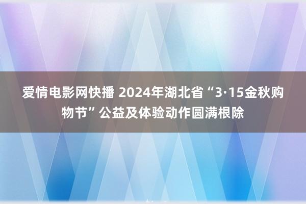 爱情电影网快播 2024年湖北省“3·15金秋购物节”公益及体验动作圆满根除