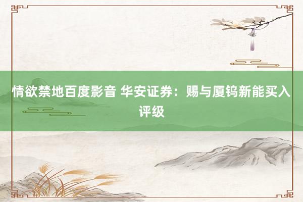 情欲禁地百度影音 华安证券：赐与厦钨新能买入评级