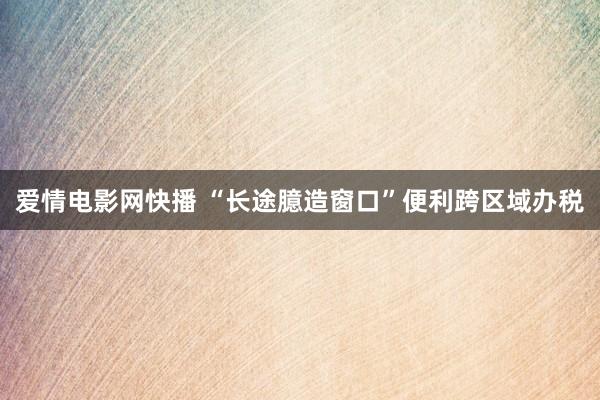 爱情电影网快播 “长途臆造窗口”便利跨区域办税