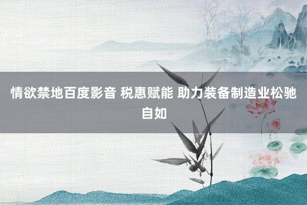 情欲禁地百度影音 税惠赋能 助力装备制造业松驰自如