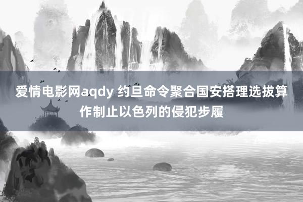 爱情电影网aqdy 约旦命令聚合国安搭理选拔算作制止以色列的侵犯步履