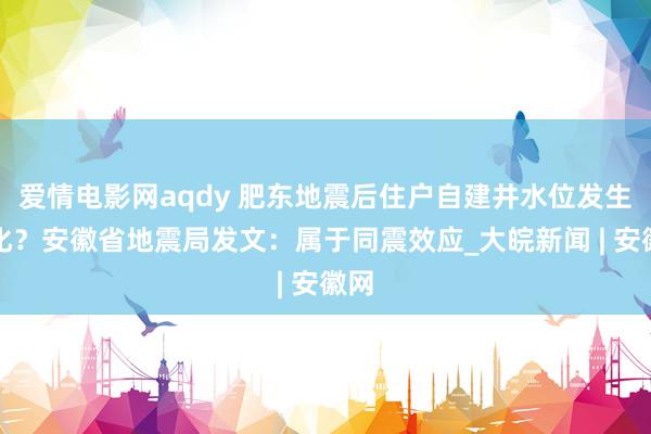 爱情电影网aqdy 肥东地震后住户自建井水位发生变化？安徽省地震局发文：属于同震效应_大皖新闻 | 安徽网