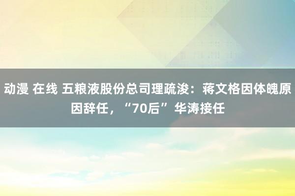 动漫 在线 五粮液股份总司理疏浚：蒋文格因体魄原因辞任，“70后” 华涛接任