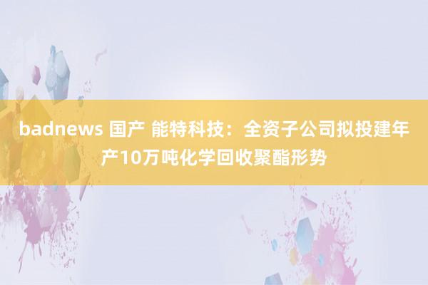 badnews 国产 能特科技：全资子公司拟投建年产10万吨化学回收聚酯形势