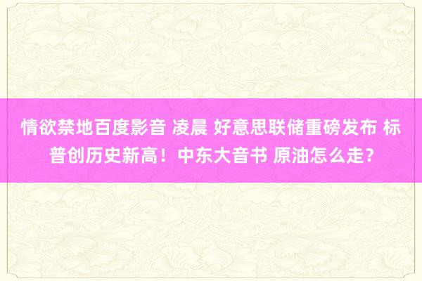 情欲禁地百度影音 凌晨 好意思联储重磅发布 标普创历史新高！中东大音书 原油怎么走？