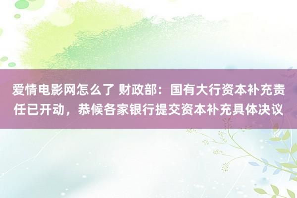 爱情电影网怎么了 财政部：国有大行资本补充责任已开动，恭候各家银行提交资本补充具体决议