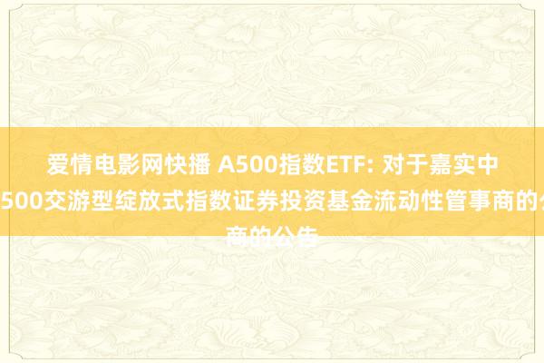 爱情电影网快播 A500指数ETF: 对于嘉实中证A500交游型绽放式指数证券投资基金流动性管事商的公告