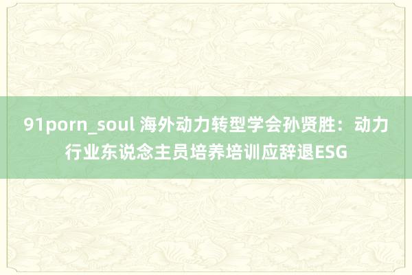 91porn_soul 海外动力转型学会孙贤胜：动力行业东说念主员培养培训应辞退ESG