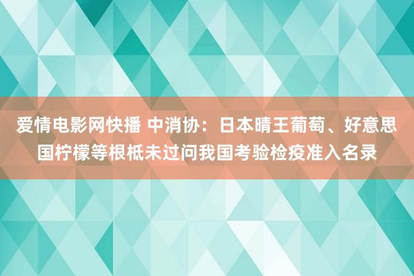 爱情电影网快播 中消协：日本晴王葡萄、好意思国柠檬等根柢未过问我国考验检疫准入名录