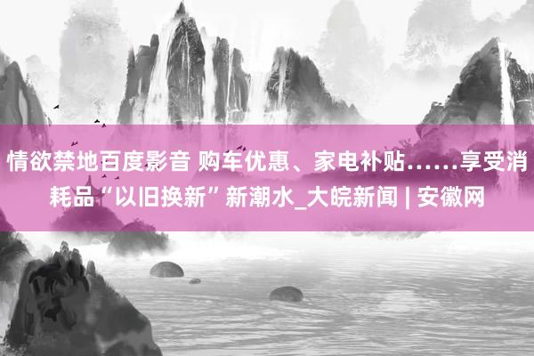 情欲禁地百度影音 购车优惠、家电补贴……享受消耗品“以旧换新”新潮水_大皖新闻 | 安徽网