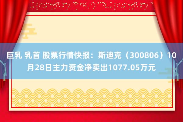 巨乳 乳首 股票行情快报：斯迪克（300806）10月28日主力资金净卖出1077.05万元
