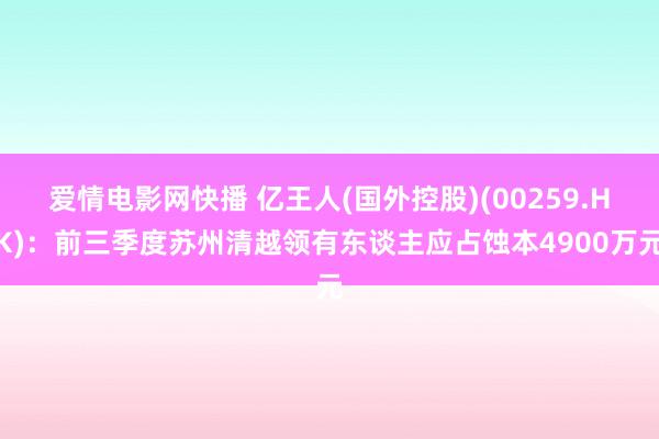 爱情电影网快播 亿王人(国外控股)(00259.HK)：前三季度苏州清越领有东谈主应占蚀本4900万元