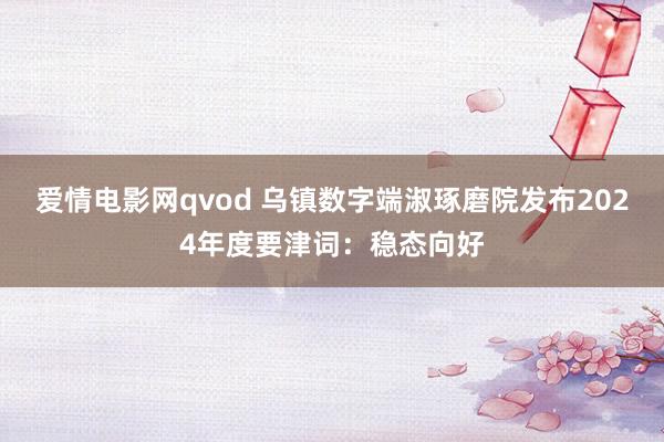 爱情电影网qvod 乌镇数字端淑琢磨院发布2024年度要津词：稳态向好