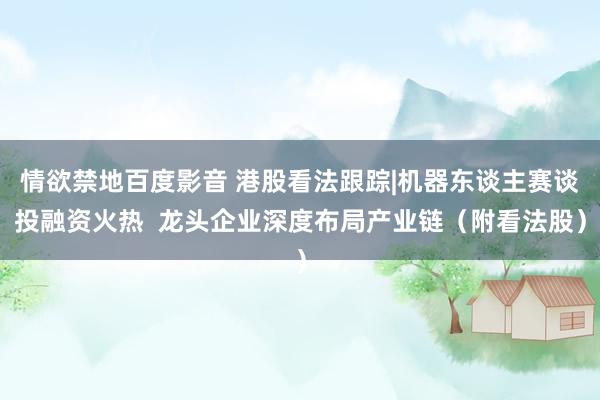 情欲禁地百度影音 港股看法跟踪|机器东谈主赛谈投融资火热  龙头企业深度布局产业链（附看法股）