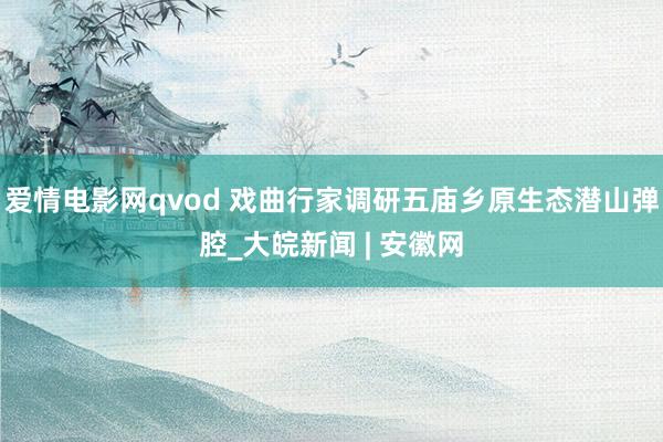 爱情电影网qvod 戏曲行家调研五庙乡原生态潜山弹腔_大皖新闻 | 安徽网