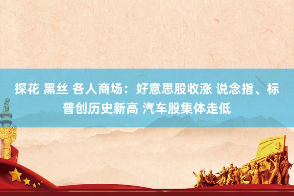 探花 黑丝 各人商场：好意思股收涨 说念指、标普创历史新高 汽车股集体走低