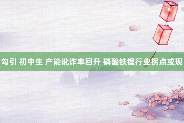 勾引 初中生 产能讹诈率回升 磷酸铁锂行业拐点或现