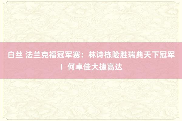 白丝 法兰克福冠军赛：林诗栋险胜瑞典天下冠军！何卓佳大捷高达