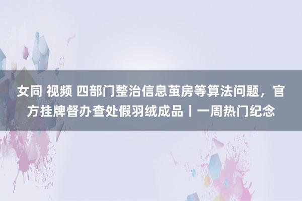 女同 视频 四部门整治信息茧房等算法问题，官方挂牌督办查处假羽绒成品丨一周热门纪念