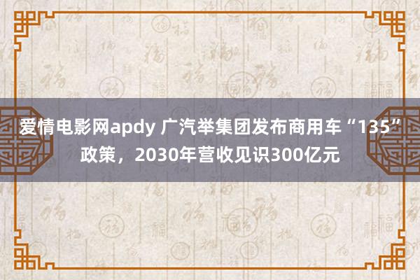 爱情电影网apdy 广汽举集团发布商用车“135”政策，2030年营收见识300亿元