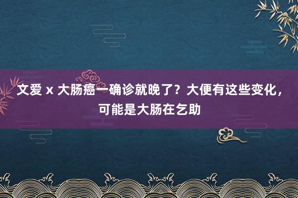 文爱 x 大肠癌一确诊就晚了？大便有这些变化，可能是大肠在乞助