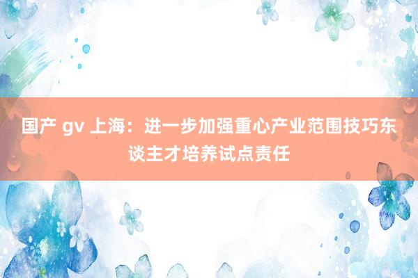 国产 gv 上海：进一步加强重心产业范围技巧东谈主才培养试点责任
