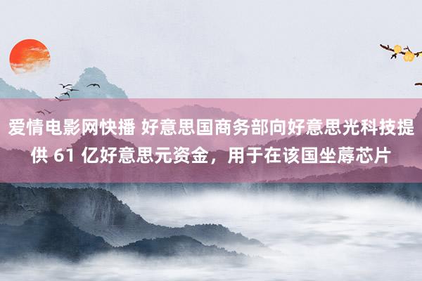 爱情电影网快播 好意思国商务部向好意思光科技提供 61 亿好意思元资金，用于在该国坐蓐芯片