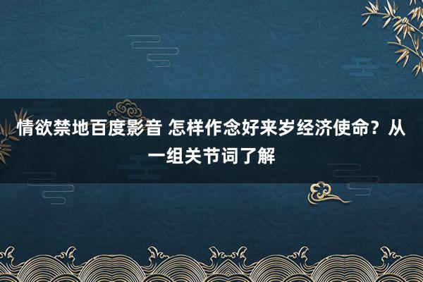 情欲禁地百度影音 怎样作念好来岁经济使命？从一组关节词了解