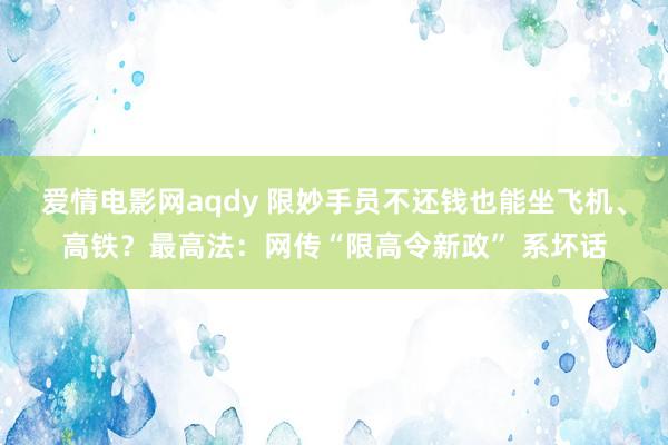 爱情电影网aqdy 限妙手员不还钱也能坐飞机、高铁？最高法：网传“限高令新政” 系坏话