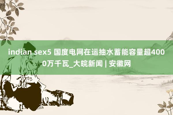 indian sex5 国度电网在运抽水蓄能容量超4000万千瓦_大皖新闻 | 安徽网