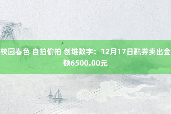 校园春色 自拍偷拍 创维数字：12月17日融券卖出金额6500.00元