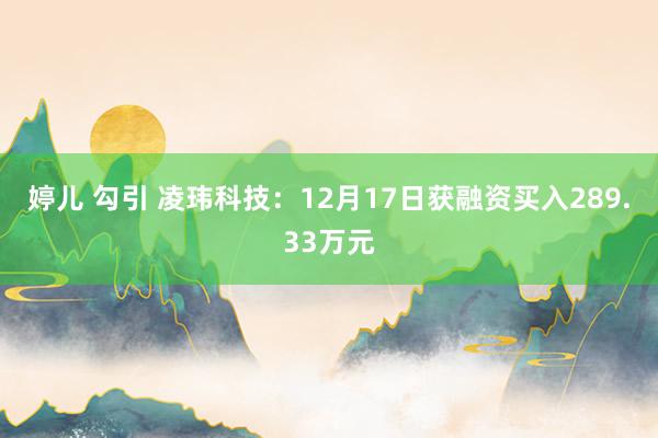 婷儿 勾引 凌玮科技：12月17日获融资买入289.33万元