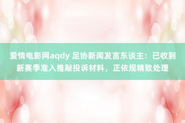 爱情电影网aqdy 足协新闻发言东谈主：已收到新赛季准入推敲投诉材料，正依规精致处理