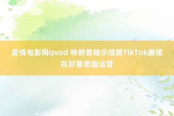 爱情电影网qvod 特朗普暗示颂赞TikTok赓续在好意思国运营