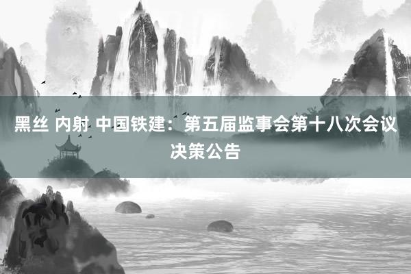 黑丝 内射 中国铁建：第五届监事会第十八次会议决策公告