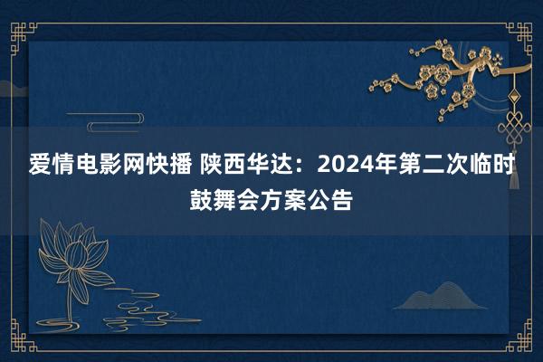 爱情电影网快播 陕西华达：2024年第二次临时鼓舞会方案公告