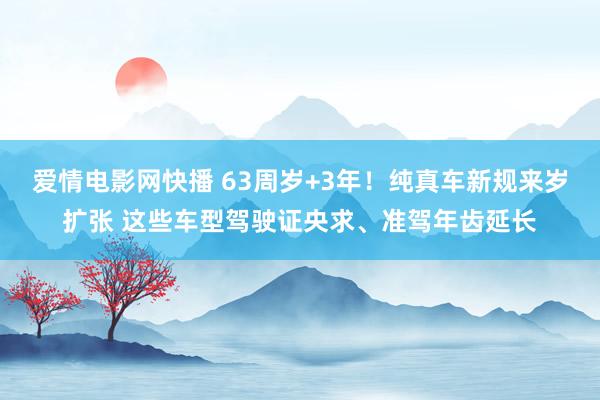爱情电影网快播 63周岁+3年！纯真车新规来岁扩张 这些车型驾驶证央求、准驾年齿延长