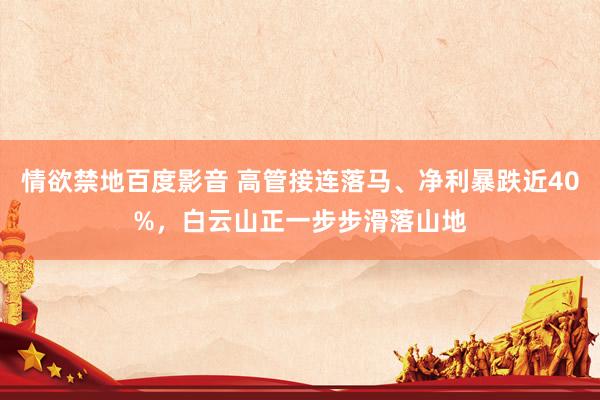 情欲禁地百度影音 高管接连落马、净利暴跌近40%，白云山正一步步滑落山地