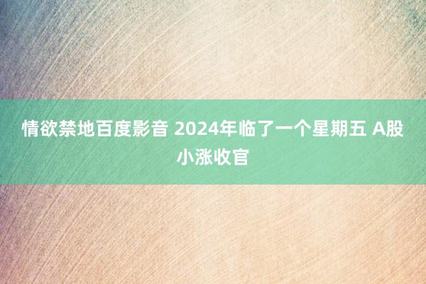 情欲禁地百度影音 2024年临了一个星期五 A股小涨收官