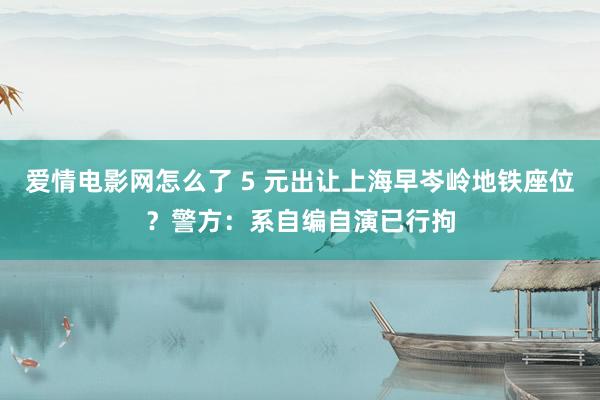 爱情电影网怎么了 5 元出让上海早岑岭地铁座位？警方：系自编自演已行拘
