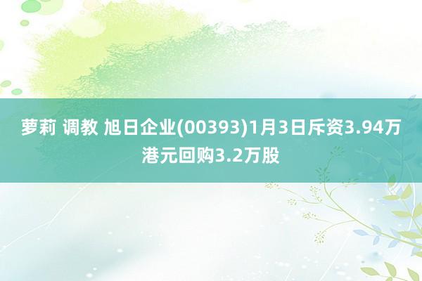 萝莉 调教 旭日企业(00393)1月3日斥资3.94万港元回购3.2万股