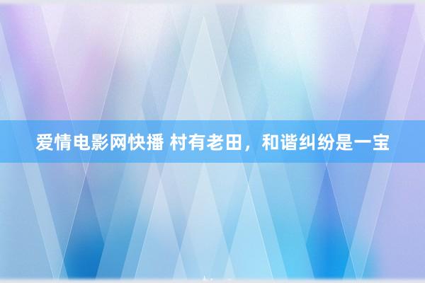爱情电影网快播 村有老田，和谐纠纷是一宝