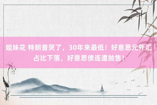 姐妹花 特朗普哭了，30年来最低！好意思元外汇占比下落，好意思债连遭抛售！