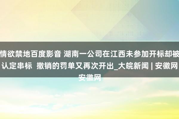 情欲禁地百度影音 湖南一公司在江西未参加开标却被认定串标  撤销的罚单又再次开出_大皖新闻 | 安徽网