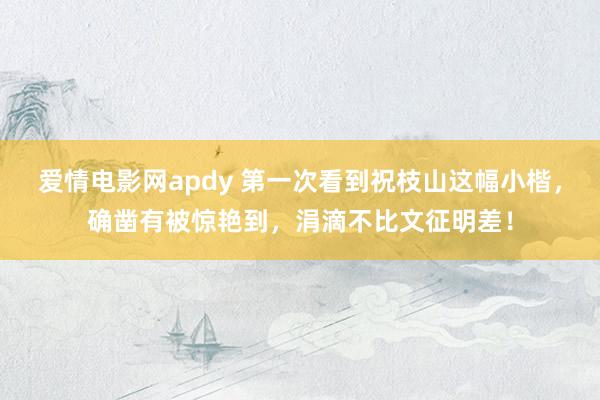 爱情电影网apdy 第一次看到祝枝山这幅小楷，确凿有被惊艳到，涓滴不比文征明差！