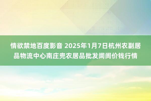 情欲禁地百度影音 2025年1月7日杭州农副居品物流中心南庄兜农居品批发阛阓价钱行情