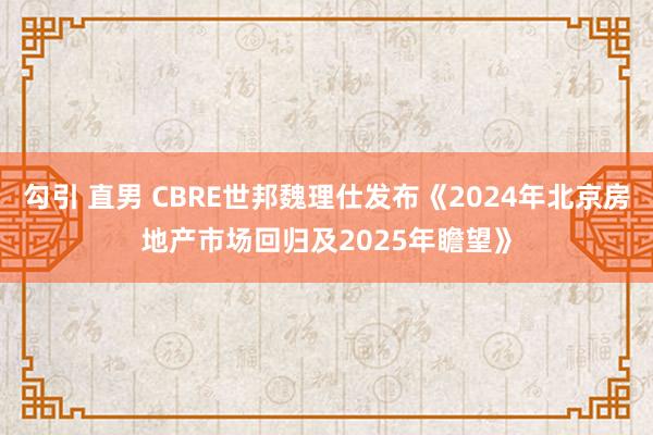 勾引 直男 CBRE世邦魏理仕发布《2024年北京房地产市场回归及2025年瞻望》