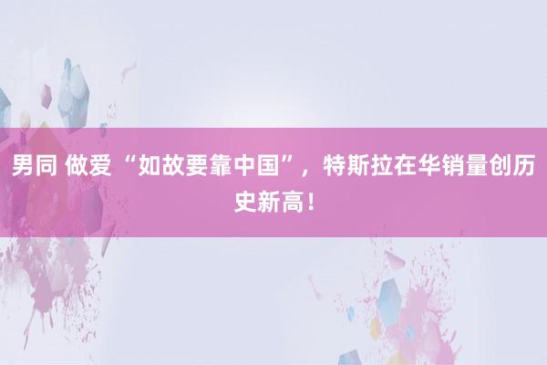 男同 做爱 “如故要靠中国”，特斯拉在华销量创历史新高！