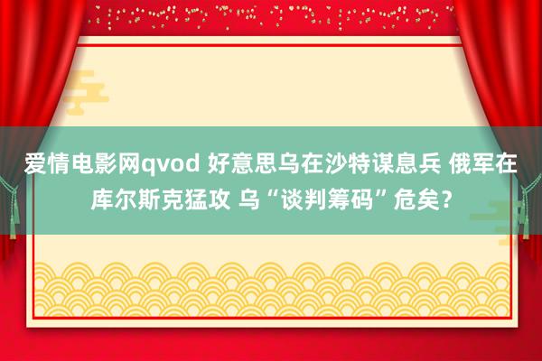 爱情电影网qvod 好意思乌在沙特谋息兵 俄军在库尔斯克猛攻 乌“谈判筹码”危矣？